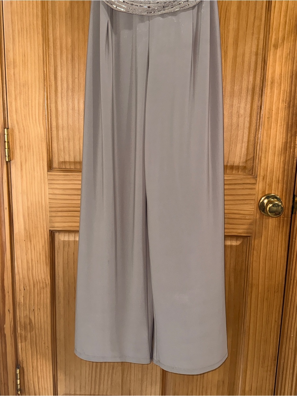NWT R & M Richards Champagne Sequin Draped Jumpsuit-12 - Picture 6 of 16